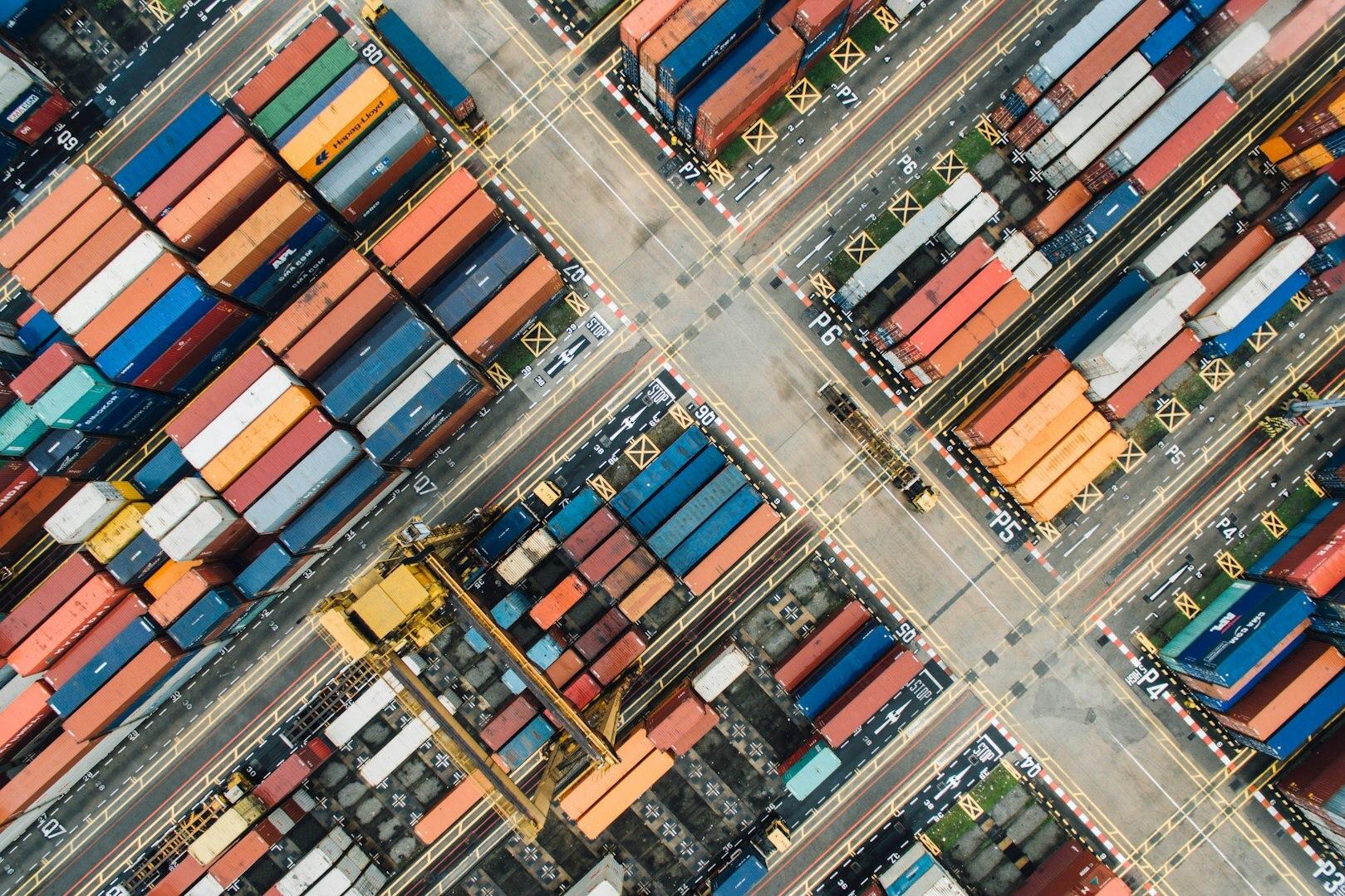 Container yard aerial view